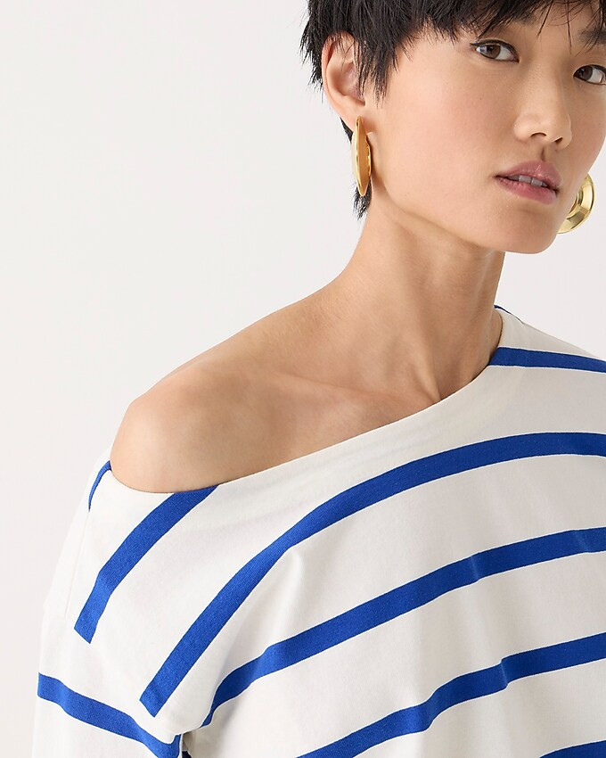 Cropped boatneck T-shirt in stripe | J. Crew US