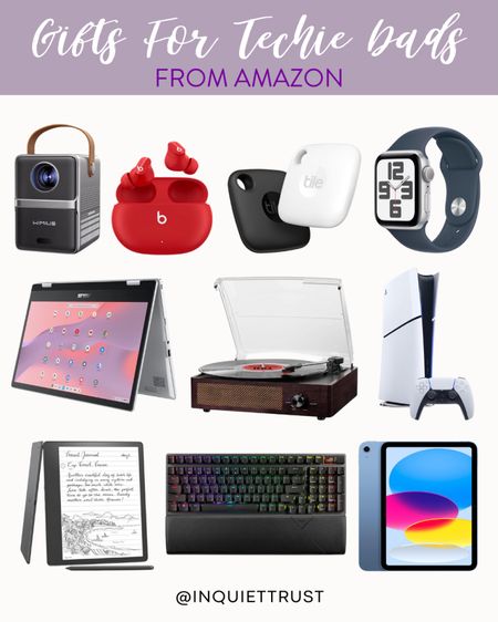 Spoil your techie husband, dad, uncle, or dad-in-law this Father's Day with these awesome tech finds from Amazon: a portable projector, wireless earbuds, Bluetooth tracker, Chromebook Flip laptop, Sony PlayStation 5, gaming keyboard, and more!
#electronicgadgets #affordablefinds #giftguideforhim #homeoffice

#LTKGiftGuide #LTKSeasonal #LTKHome