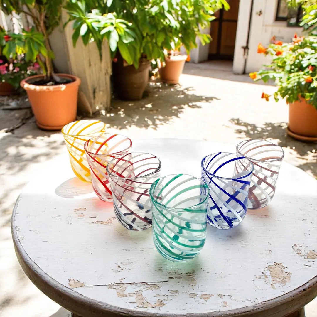 6 SPIRAL CYLINDER Glasses in Murano Glass With Rods, "i Colori Di Murano" Line 400 Ml. - Etsy | Etsy (US)