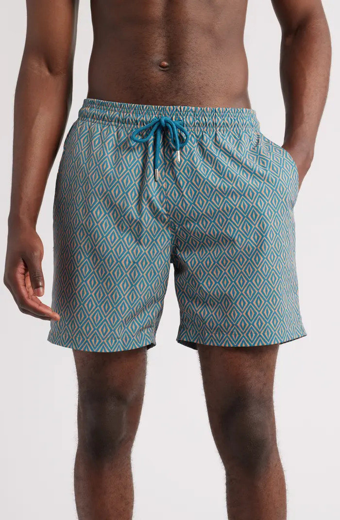 Retro Geometric Print Swim Trunks | Nordstrom