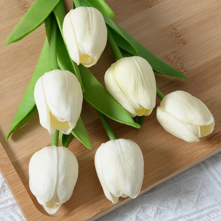 6Pcs Tulips Artifical Flowers Real Touch Faux Tulip Stems PU Tulip Bouquet for Home Office Easter... | Walmart (US)