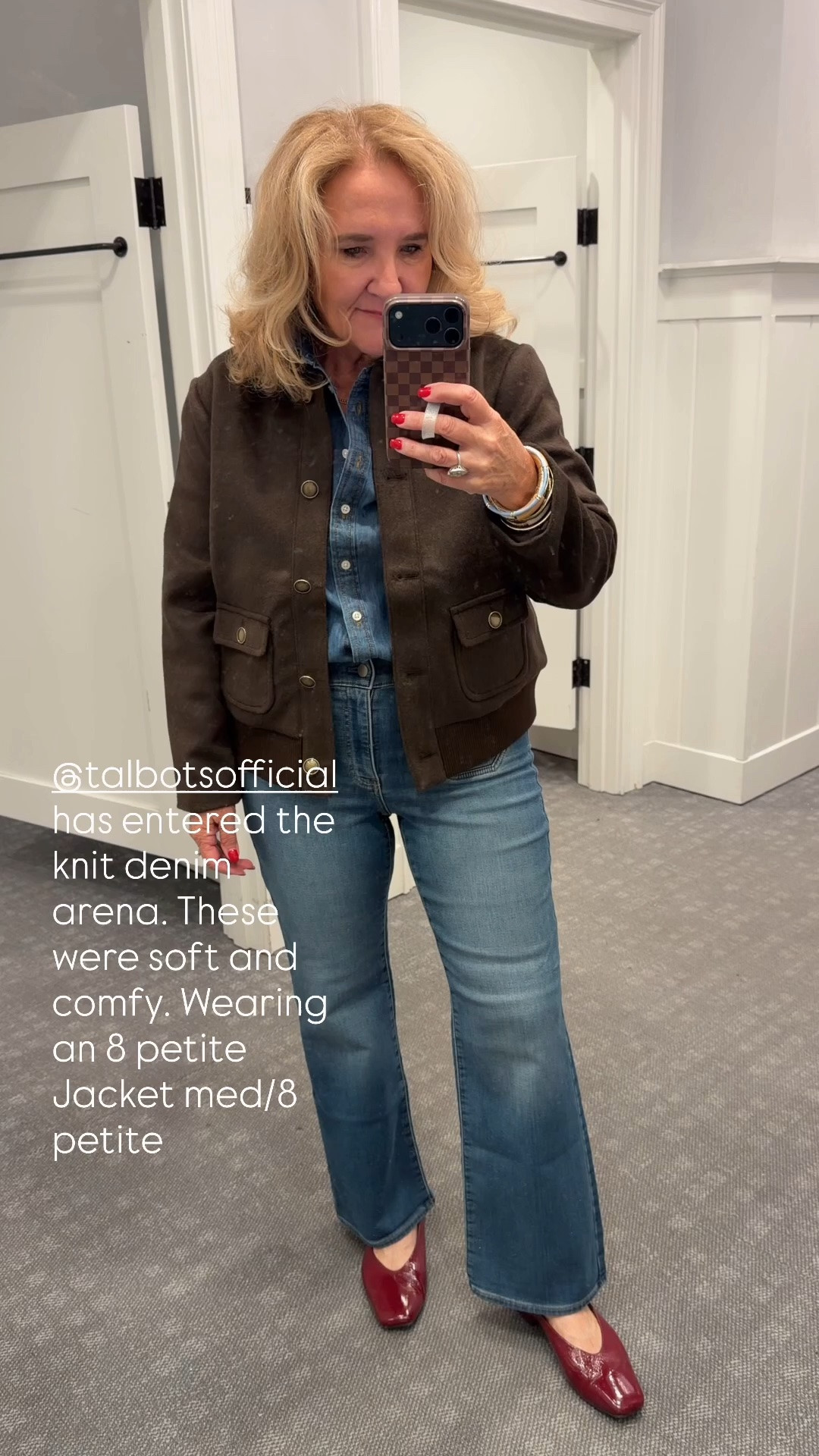 Not quite a sweatpants Jean, but these are really soft and comfortable. Wearing an eight petite my regular size.
I love the denim on denim look with this wool blend jacket. More of a classic look to the trending bomber jacket right now.

#LTKSaleAlert #LTKOver40 #LTKootd