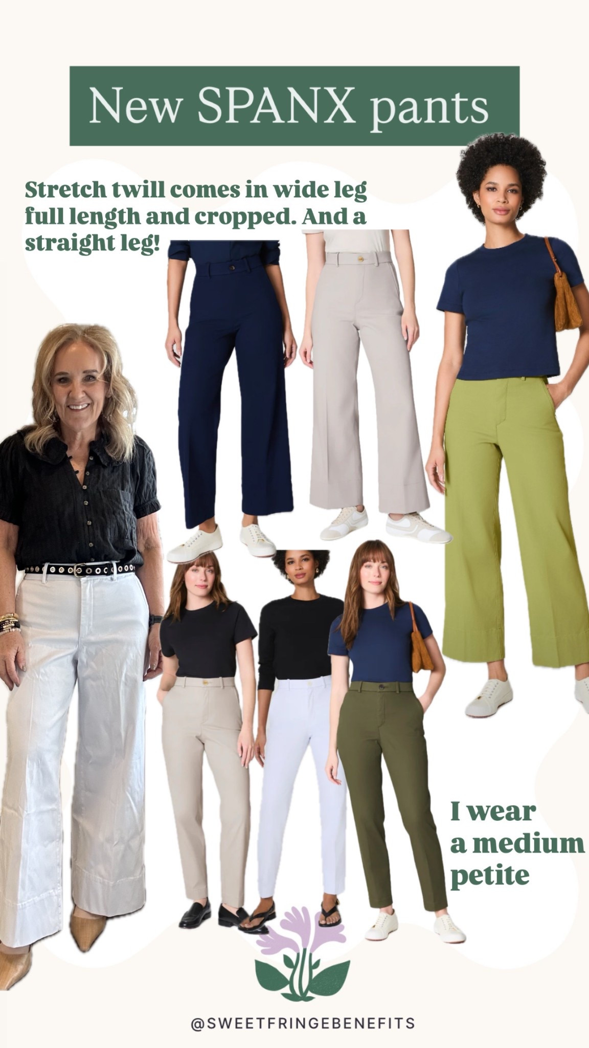 I wear size medium petite in these stretch twill pants. They have a front zip and a great weight. Not see through! Love the new colors and styles. My code is NANETTEXSPANX only for new customers. 15% off  

#LTKPetite #LTKOver40 #LTKWorkwear