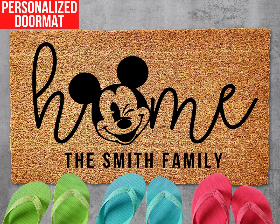 Home Disney Doormat, Mickey Minnie Guest Doormat, Mickey Decor, Personalized Doormat, Housewarmin... | Etsy (US)