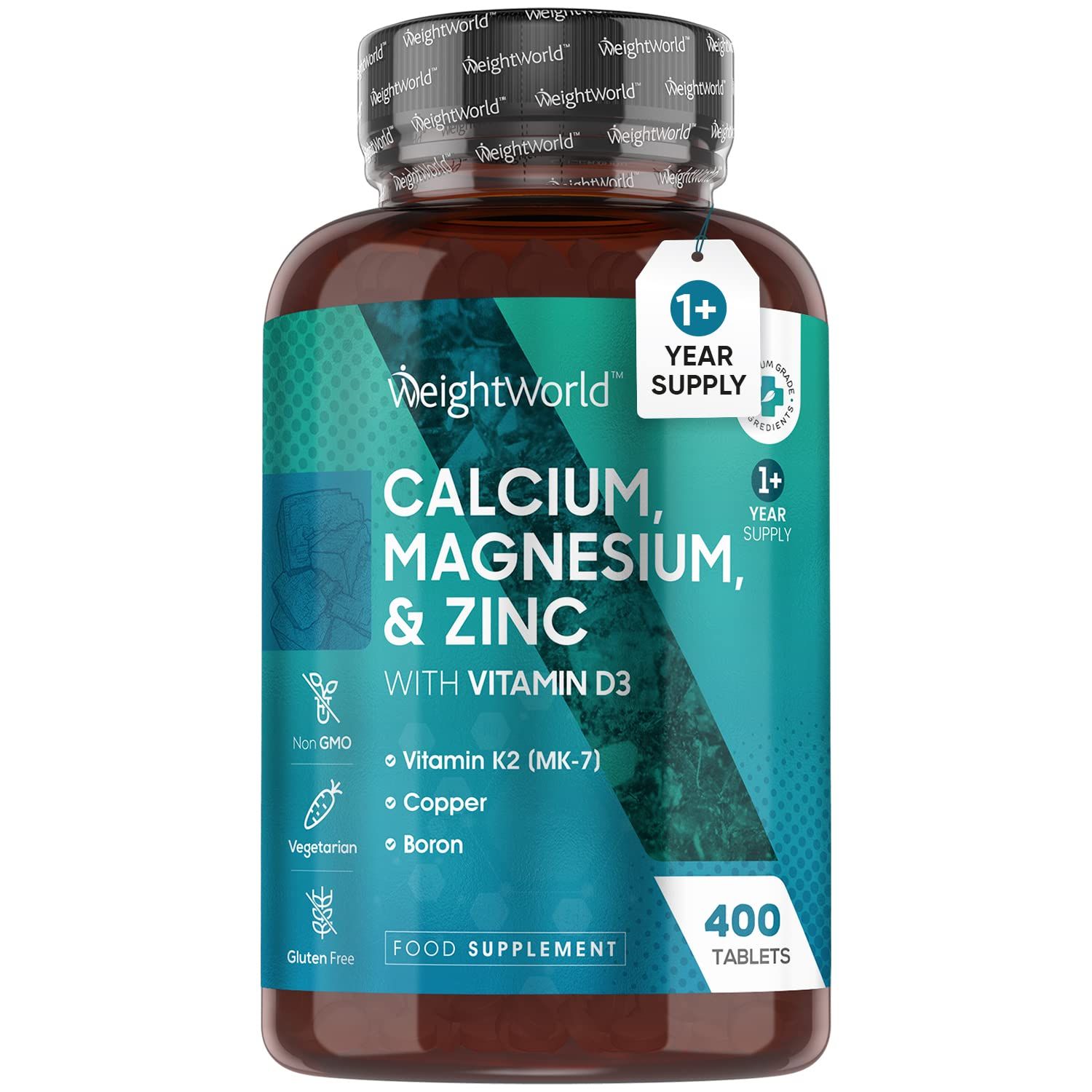 Calcium Magnesium Zinc and Vitamin D K2-1+ Year Supply(One A Day)- 400 Calcium Tablets for Women & M | Amazon (UK)