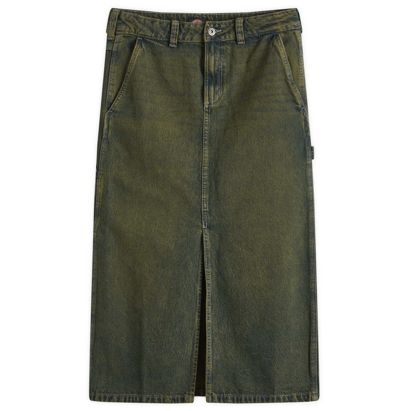 Dickies Women's Midi Denim Carpenter Skirt in Green Tone Fade, Size X-Small | END. Clothing