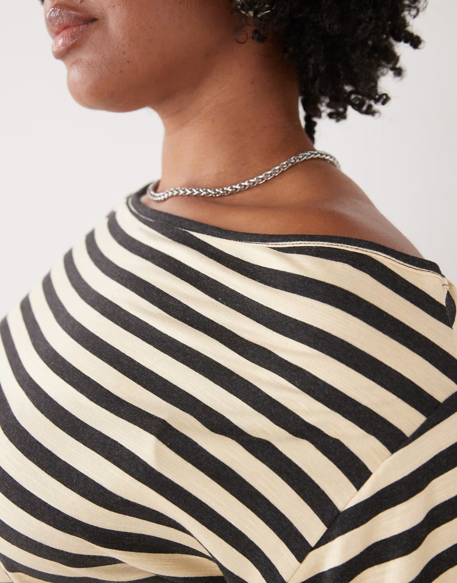 COLLUSION plus off shoulder drapey top in yellow micro stripe | ASOS (Global)