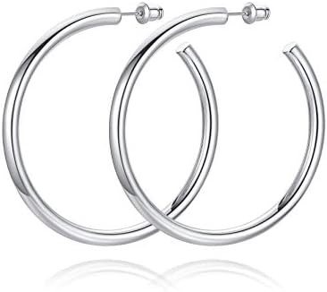 Amazon.com: 14K Gold Plated Hoop Earrings for Women Chunky Hoop Earrings for Women Thick Lightwei... | Amazon (US)