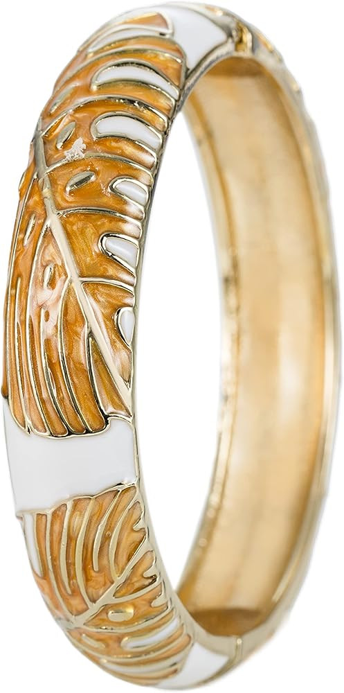 Aloha Jewelry Company Hawaiian Monstera Luau Leaves Hinged Clasp Fashion Enamel Bangle Bracelet | Amazon (US)