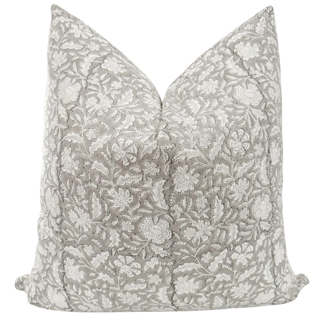 Greige Floral Pillow Cover | Hackner Home (US)