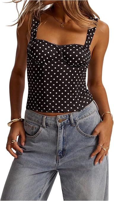 SOLY HUX Women's Polka Dots Corset Tops Y2k Sleeveless Bustier Going Out Crop Tank Top | Amazon (US)