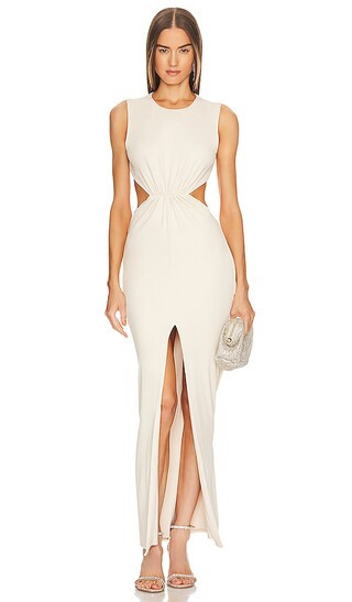 x REVOLVE Shelby Gown in Beige | Revolve Clothing (Global)