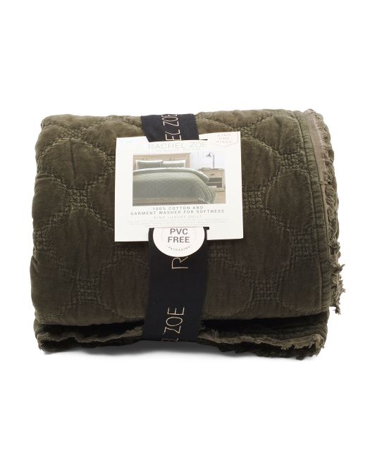 Solid Cotton Velvet Quilt | TJ Maxx