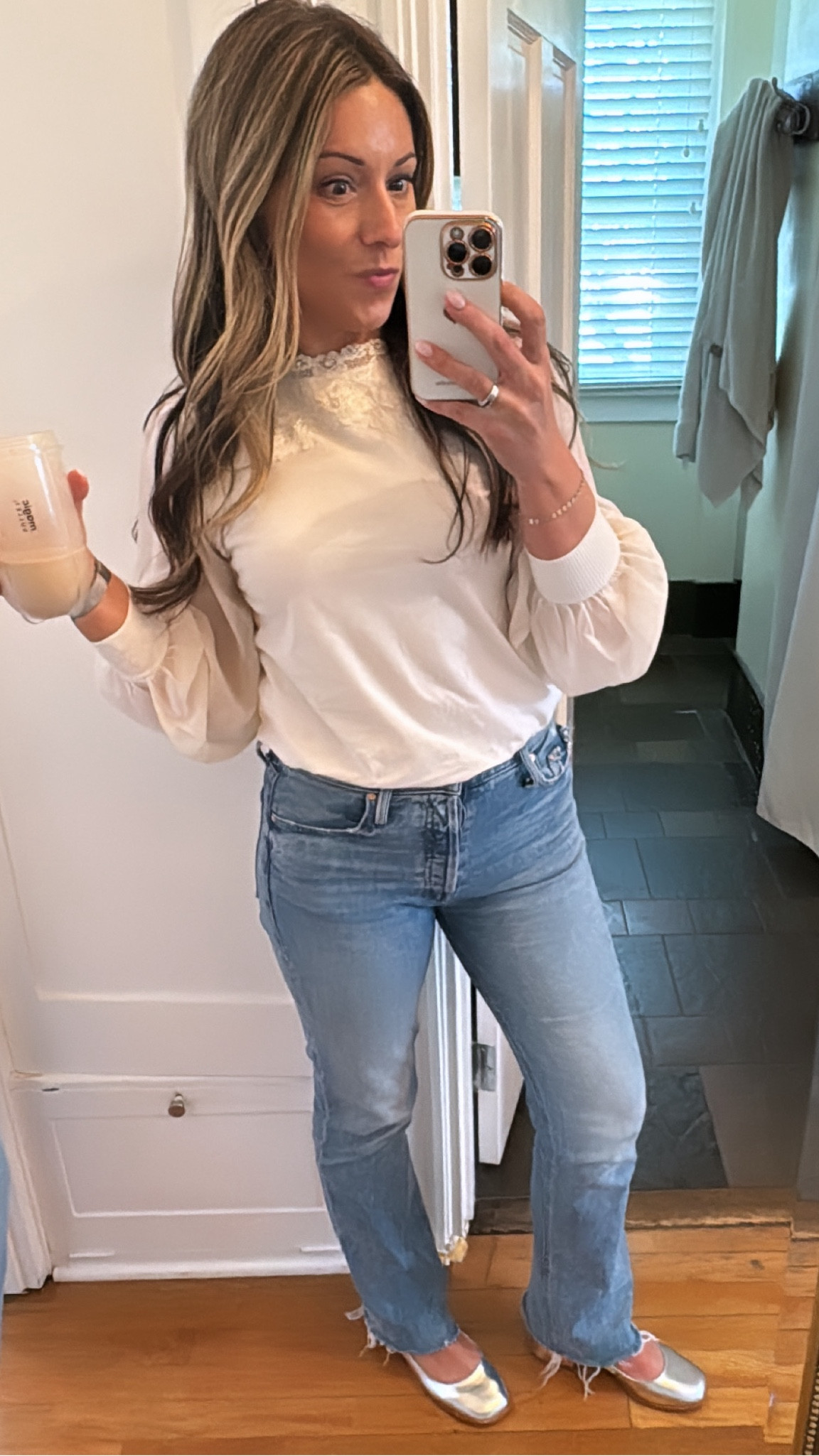 loving todays giddy up!
highly recommend this new jeans- comfy + flattering! 

Spring jeans 
Spring outfit 
Church outfit 

#LTKSeasonal #LTKover40 #LTKshoecrush