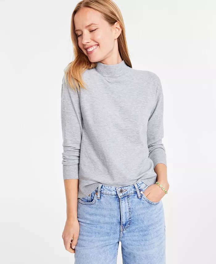 Women's Mock Neck Jersey Sweater, Created for Macy's | Macy's