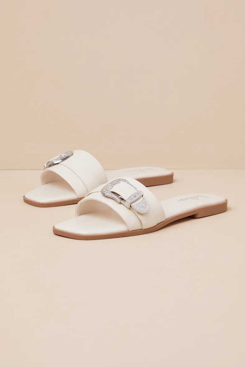 Nyomi Bone Buckle Slide Sandals | Lulus