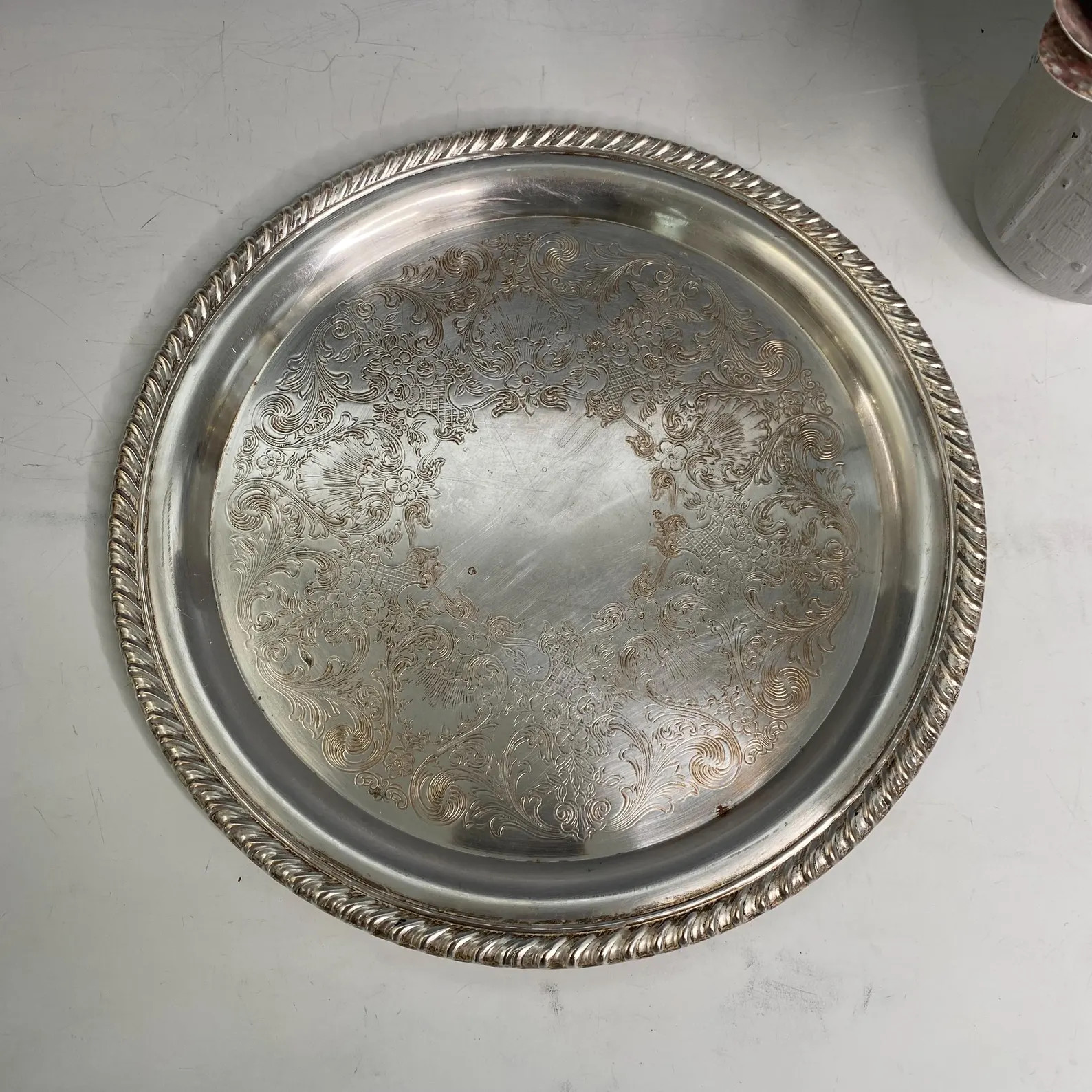 Wm Rogers Silverplate Tray, Rogers 870 Tray, Round Silverplate Tray, Silver Bar Drinks Tray - Ets... | Etsy (US)