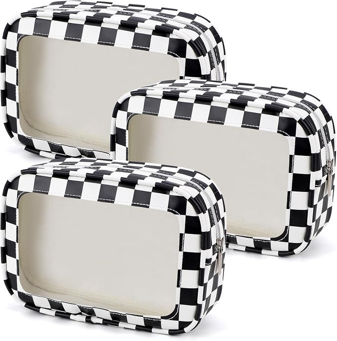 3PCS Clear Toiletry Bag,TSA Approved Travel Makeup Pouch with Zipper for Cosmetics and Toiletries... | Amazon (US)