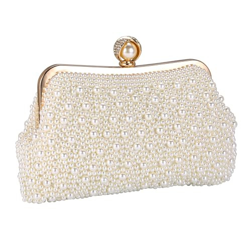 CHIC DIARY Pearl Clutch Purses for Women Evening Small Clutch Handbag Wedding Bridal Crossbody Bag for Party | Amazon (US)
