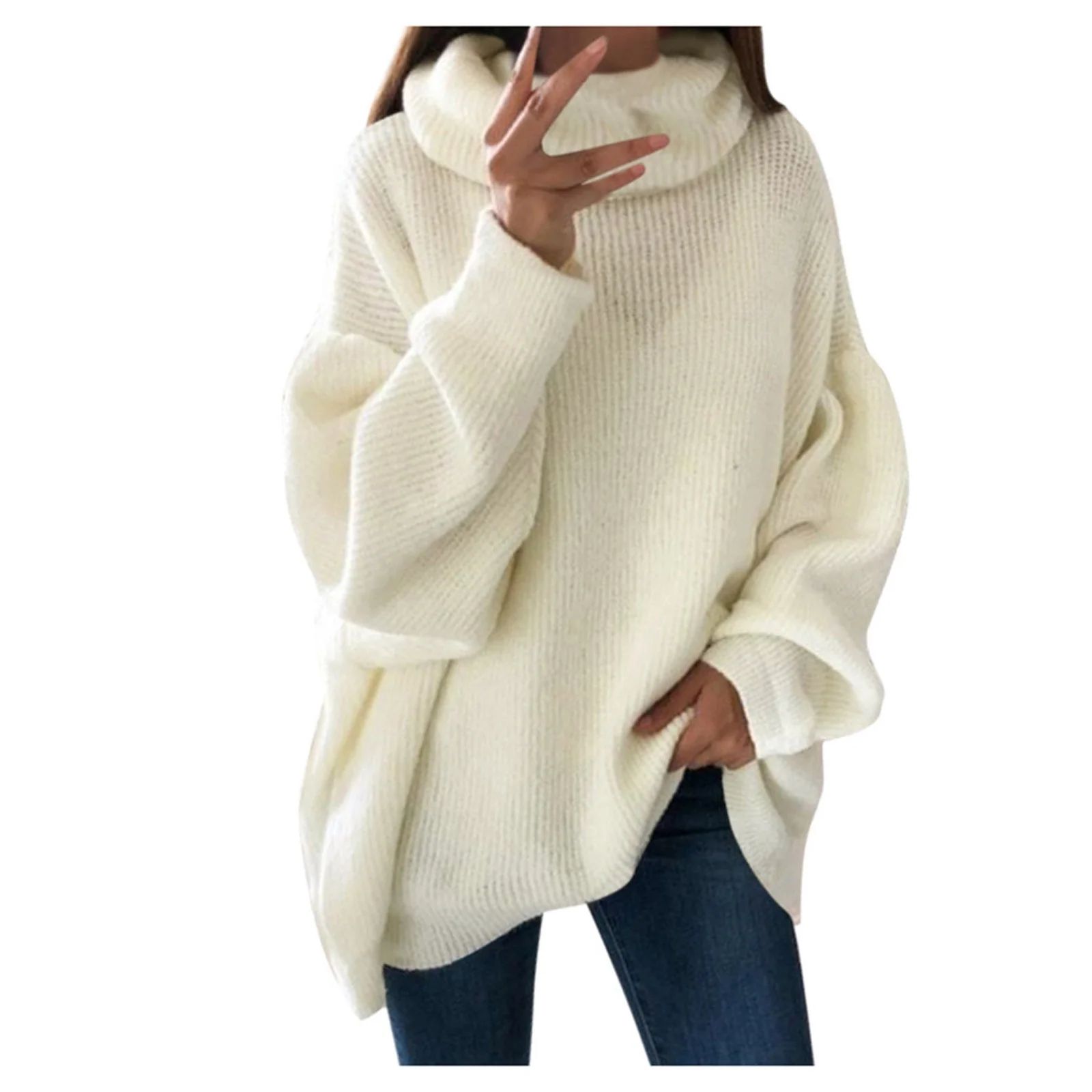 LowProfile Pullover Sweaters for Women Long Sleeve Casual Tops Block High Neck Jumper Winter Fall... | Walmart (US)