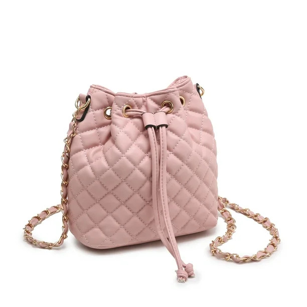 POPPY Women's Vegan Leather Quilted Crossbady Shoulder Purse Drawstring Bucket Bag Messenger Bag ... | Walmart (US)