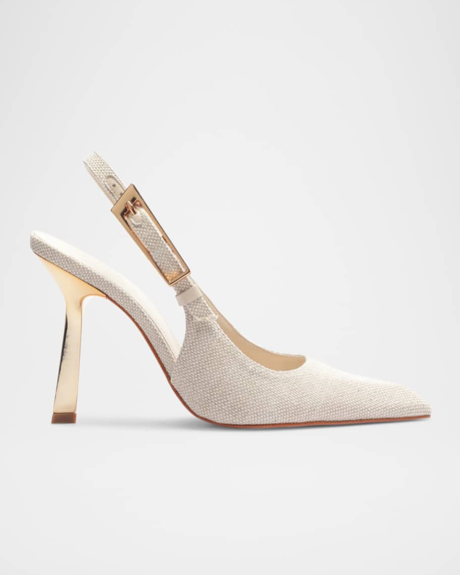 Schutz Ciara Linen Slingback Pumps | Neiman Marcus
