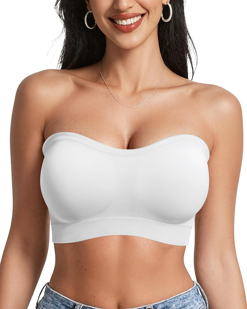 OEAK Strapless Bras for Women Wireless Bandeau Bra Non Slip Push Up Tube Top Seamless Bras Comfor... | Amazon (US)