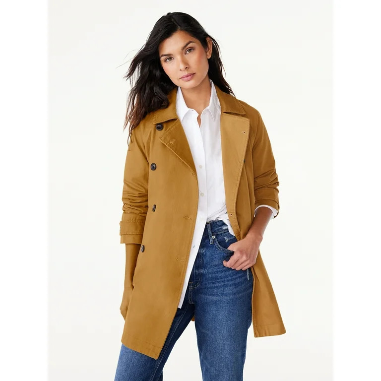 Free Assembly Women's Everyday Short Trench Coat, Sizes S-XXL | Walmart (US)