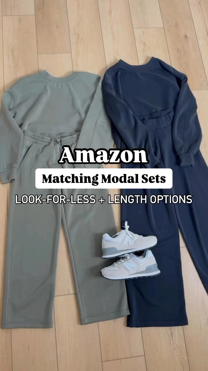 Amazon matching modal-blend sets. Travel outfits. Airport outfits. Matching pant sets. Casual outfits. Athleisure sets. Wearing XS in each. Wearing 25” inseam in sage green and 27” in black pair (I also own the crop version and they are a couple of inches shorter and linked, too). New Balance 574 are so comfy for travel and walking!

#LTKShoeCrush #LTKGiftGuide #LTKTravel