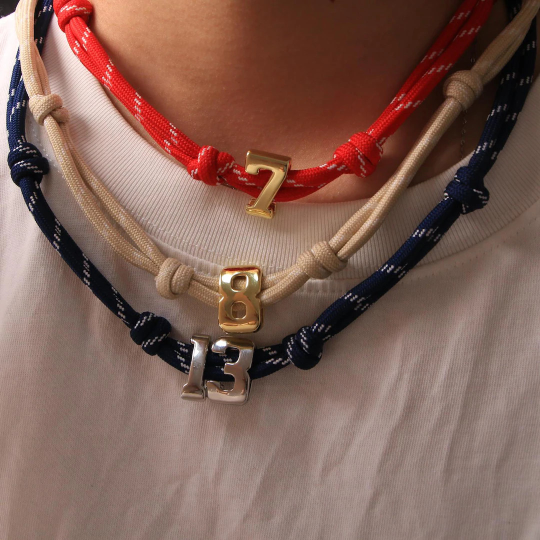 1 Pcs, Paracord Necklace with Gold or Silver Color Puff Number Letter on Cord, Colorful Paracord ... | Etsy (US)