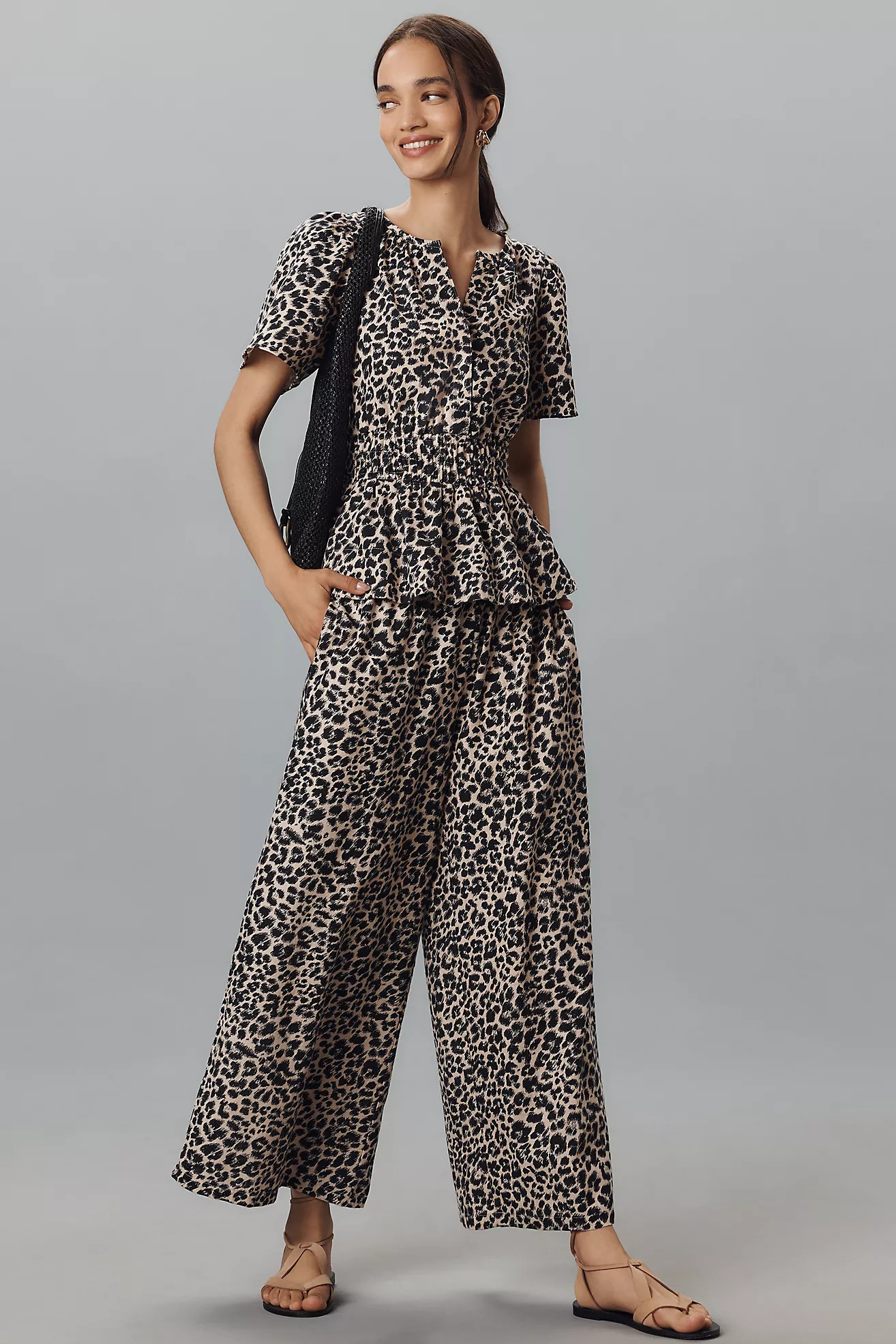 The Somerset Printed-Linen Pull-On Pants | Anthropologie (US)