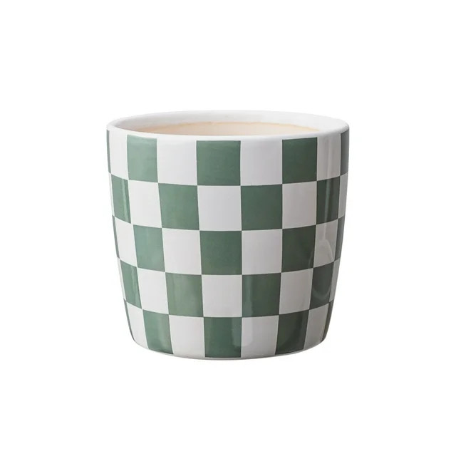 Mainstays 6 inch Green White Checkered Ceramic Planter | Walmart (US)