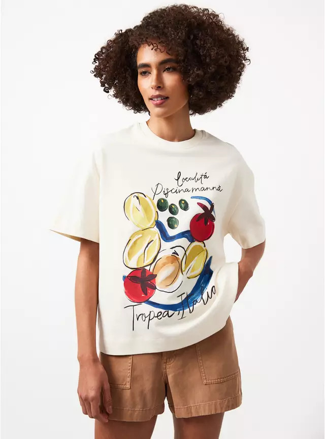 Buy Cream Holiday Fruit Graphic Oversized Fit T-Shirt S | T-shirts | Tu | Tu Clothing