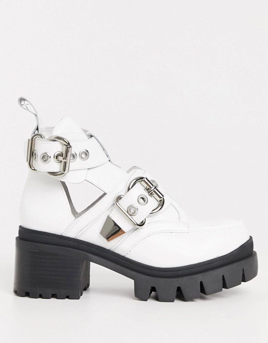 Jeffrey Campbell Drifter chunky boot with buckles in white | ASOS (Global)