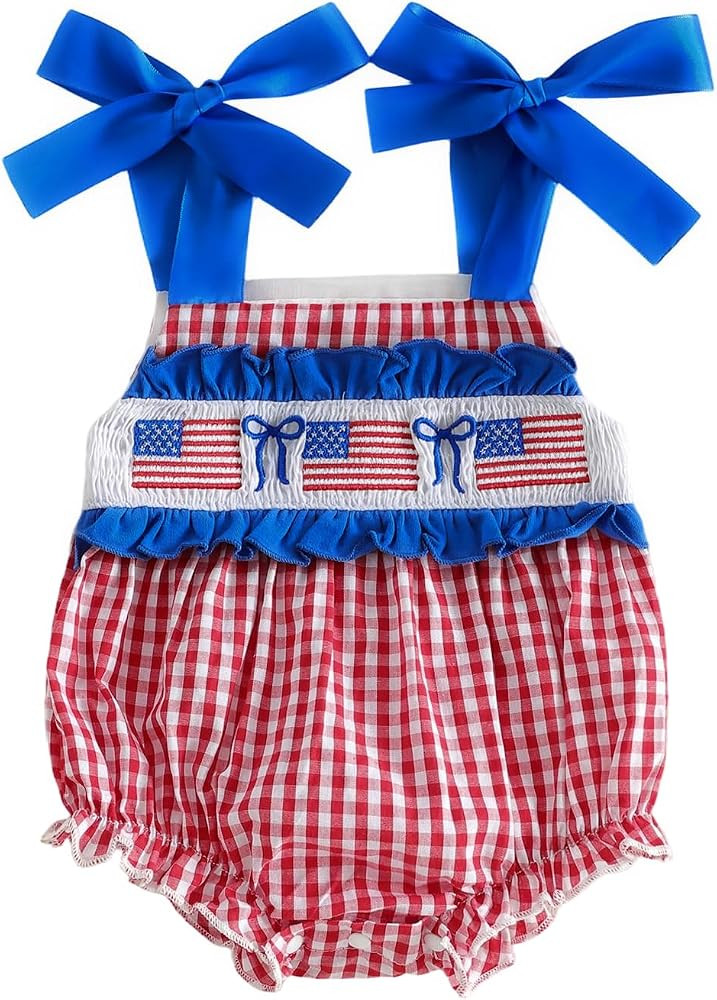 Baby Girl Summer Clothes Floral Smocked Romper Dress Cotton Linen Tie Ruffle Tutu Dresses Infant ... | Amazon (US)