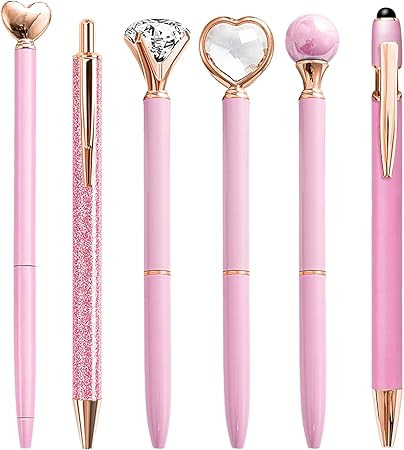 YOXMJDB Pink Pens for Women, 6 Pcs Cute Pens Ballpoint Pen Bulk, 1.0mm Medium Point Black Ink, Of... | Amazon (US)