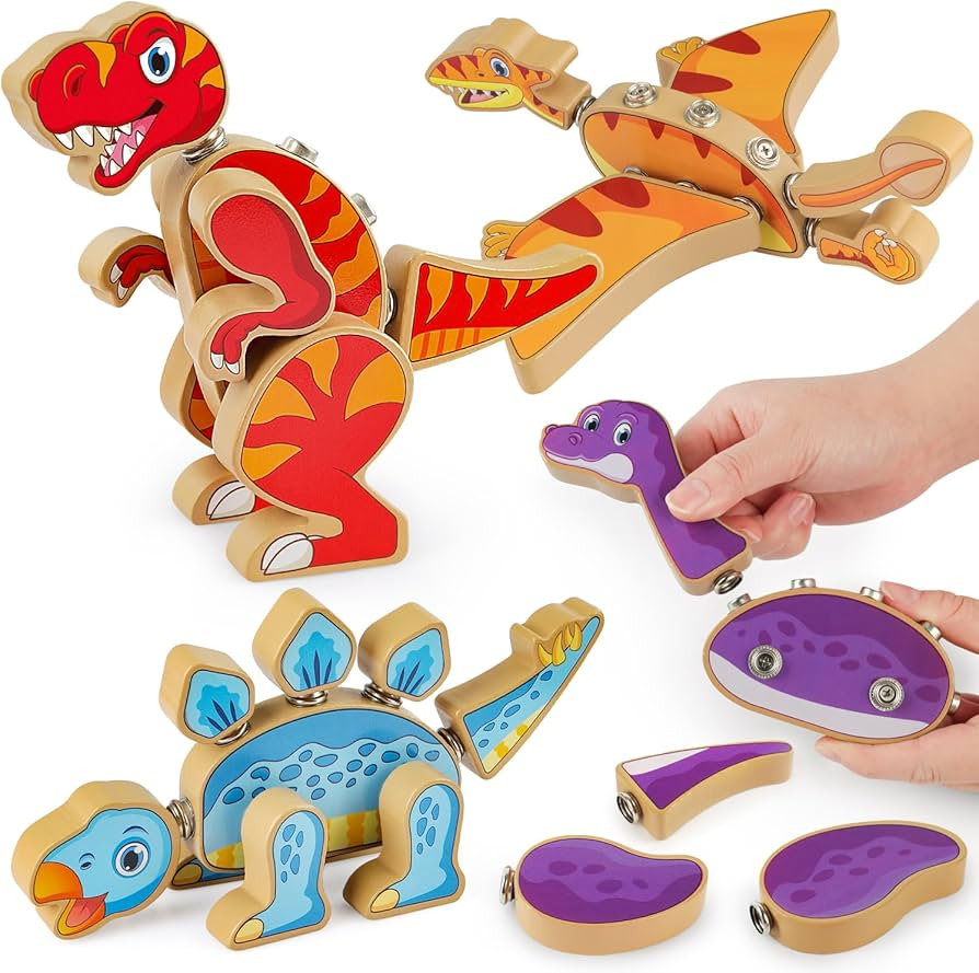 Coogam Dinosaur Snap Together Building Toys, Wooden Take Apart Dinosaur Playset, STEM Montessori ... | Amazon (US)