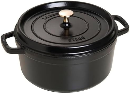 STAUB Cast Iron Dutch Oven 5.5-qt Round Cocotte, Made in France, Serves 5-6, Black Matte | Amazon (US)