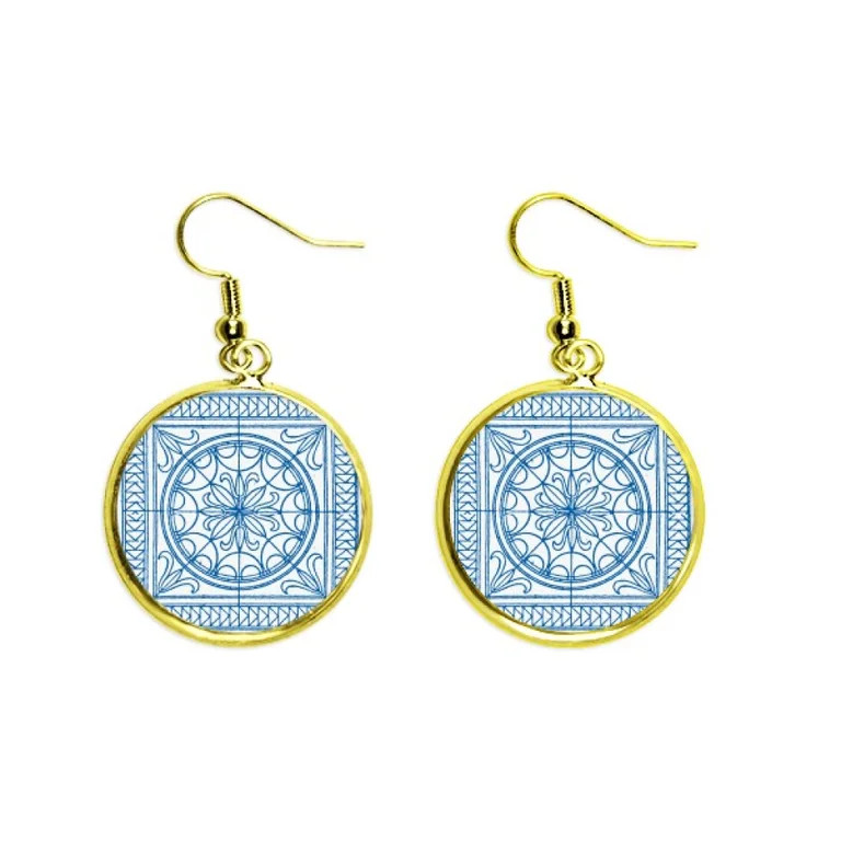 talavera style decorative blue pattern earring dangle en drop earring jewelry woman | Walmart (US)