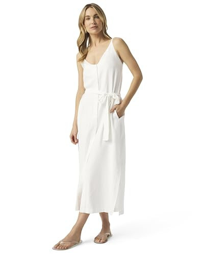 Splendid Womens Amanda Linen Tank Midi Dress, White, Large | Amazon (US)