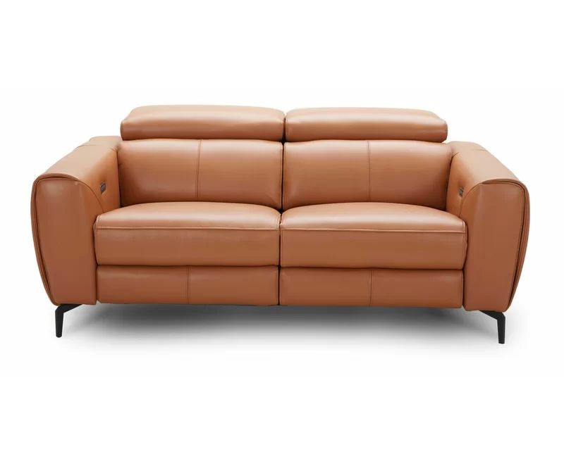 Nakale 82" Wide Genuine Leather Square Arm Reclining Sofa | Wayfair North America