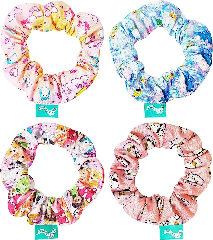 LUV HER Squishmallows Cute Scrunchies for Girls - 4 Large Printed Hair Scrunchies with Your Favor... | Amazon (US)