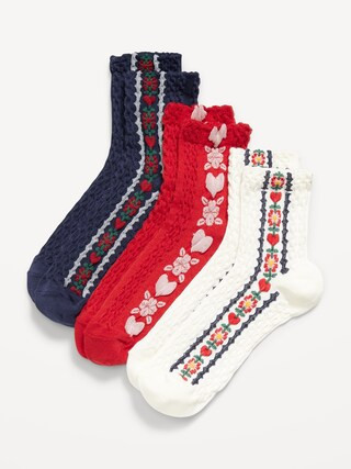 Novelty Quarter Crew Socks 3-Pack for Women | Old Navy (US)
