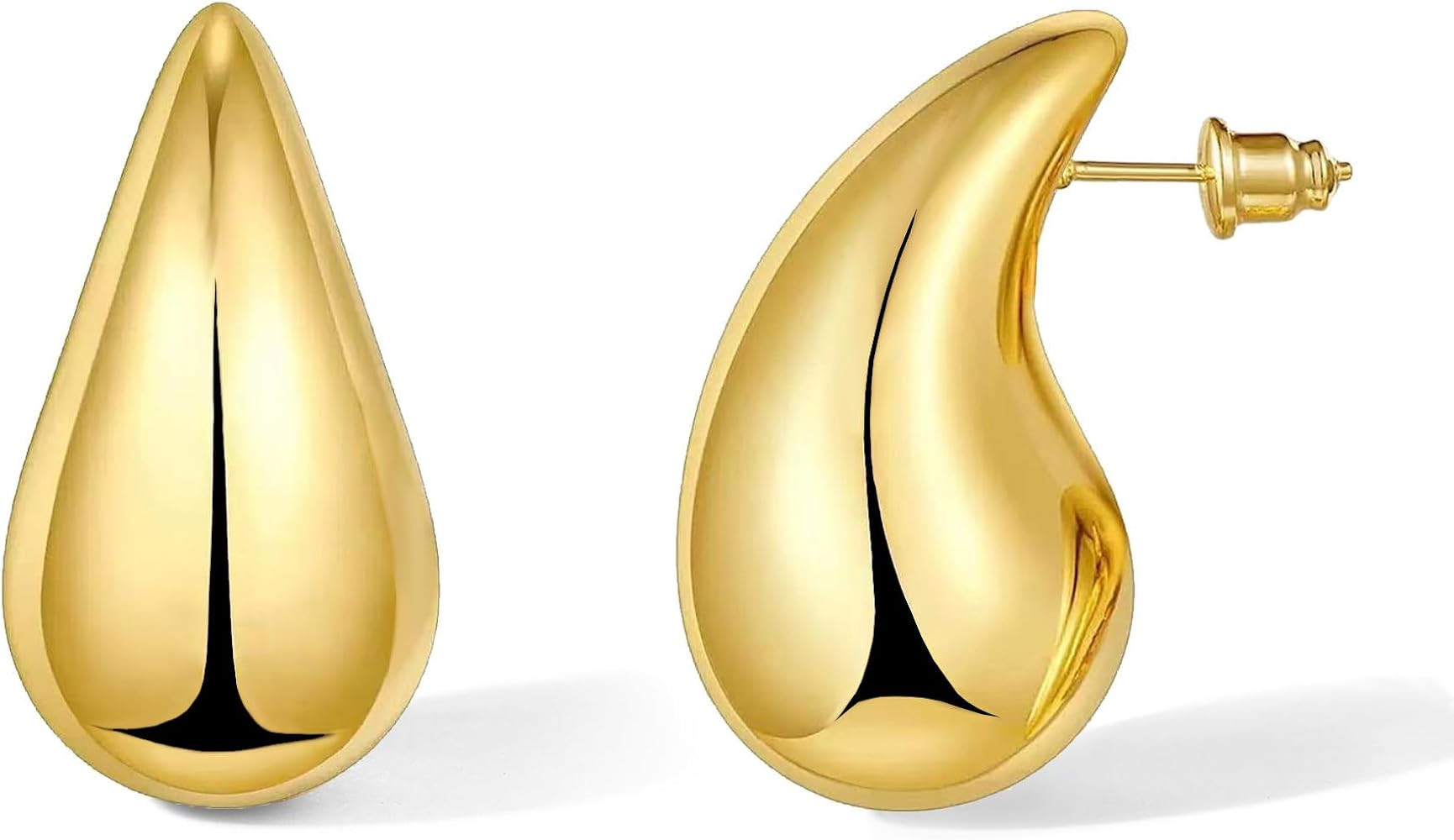 Gold Teardrop Earrings for Women, 14K Gold Plated Silver Post Statement Drop Hoop Earrings Trendy... | Amazon (US)