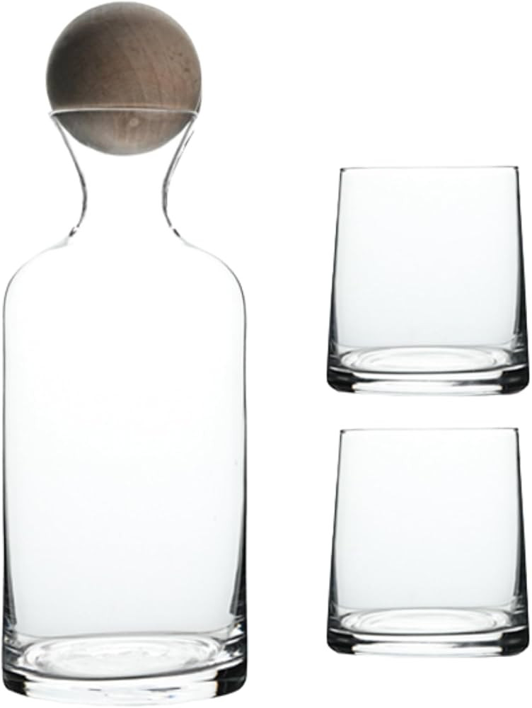 Luuu Decor Copenhagen Glass Bedside Water Carafe and Glass Set – Grey Smoke Vintage Water Caraf... | Amazon (US)