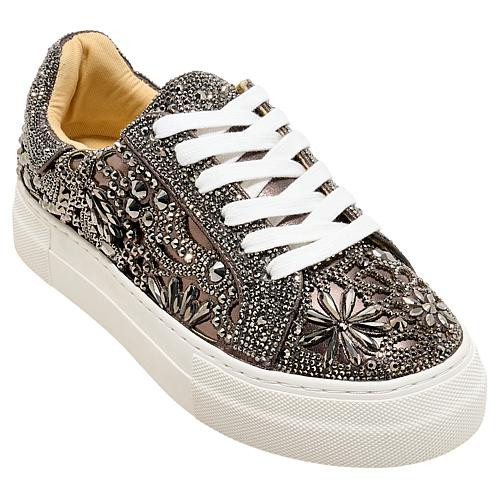 Betsey Johnson Reily Rhinestone Platform Sneaker - Gray/Grey | HSN