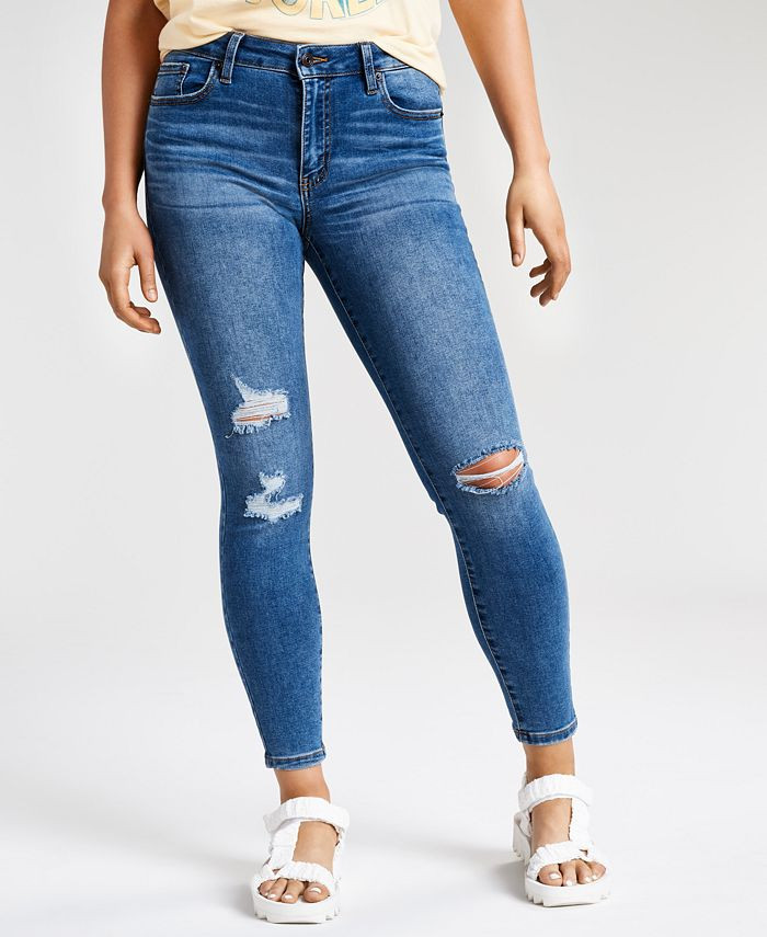Celebrity Pink Juniors' Curvy Mid-Rise Distressed Skinny Jeans & Reviews - Jeans - Juniors - Macy... | Macys (US)