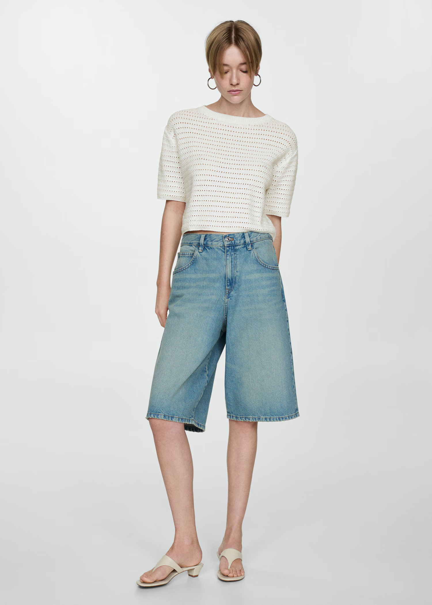 Knitted jumper with openwork details - Woman | MANGO USA | MANGO (US)