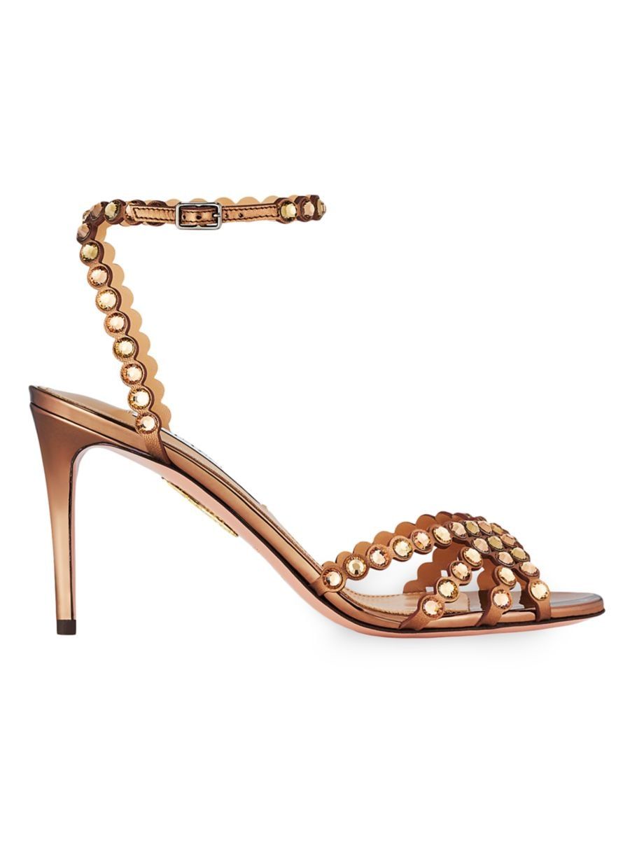 Tequila 85MM Crystal-Embellished Leather Sandals | Saks Fifth Avenue