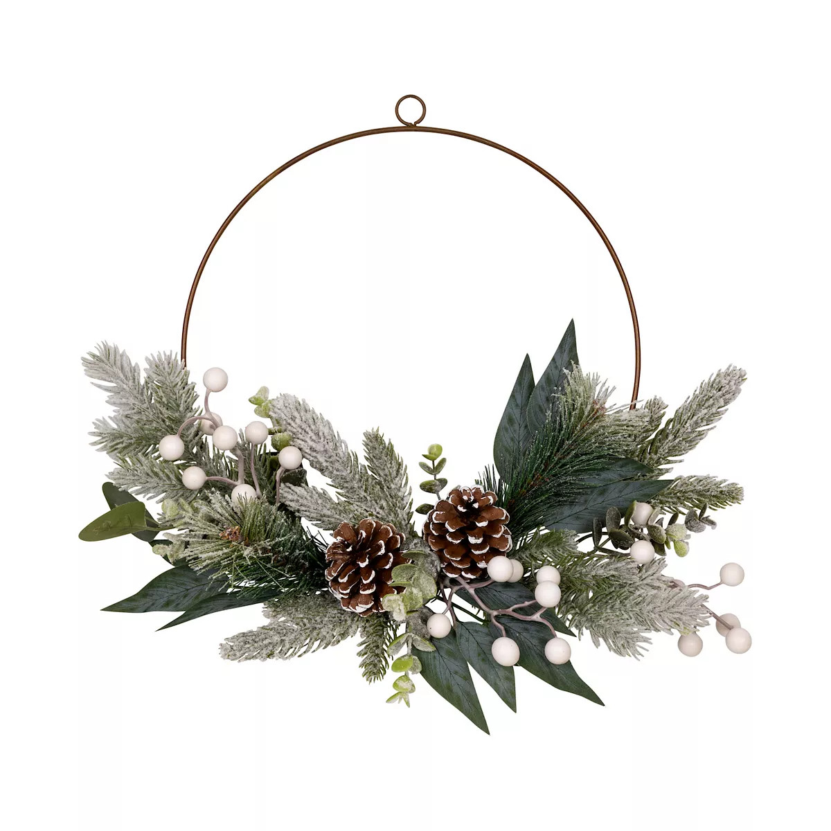 Stratton Home Decor Farmhouse Artificial Winter Greenery Berries & Pinecones Hoop Wreath | Kohl's